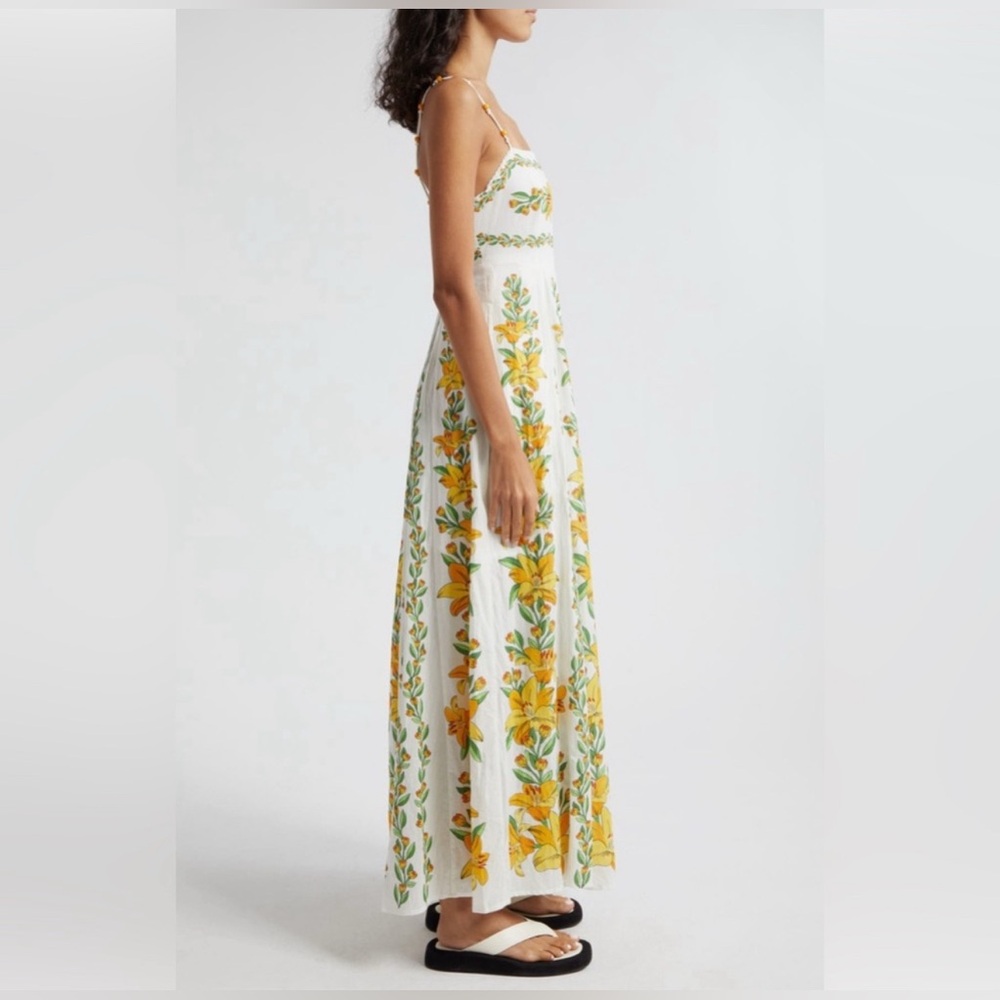 Off-White Tropical Lightness Sleeveless Maxi Dress - FARM RIO. Unique piece 💛 - Picture 3 of 9
